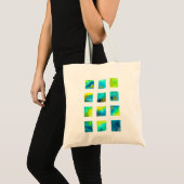 Blauwe vierkanten waterverf abstract tote bag (Voorkant (product))