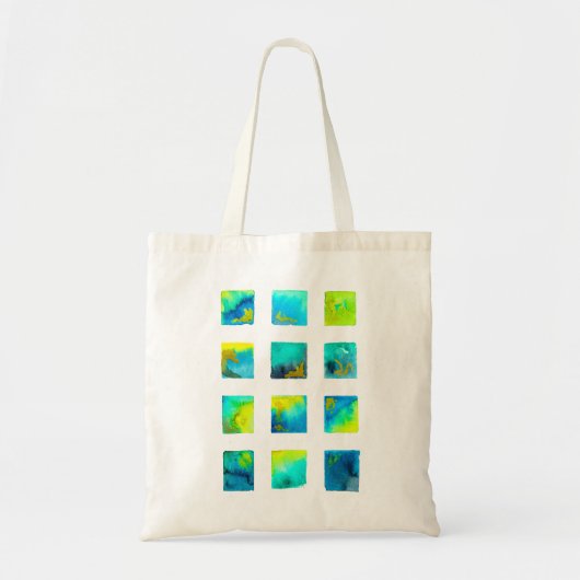 Blauwe vierkanten waterverf abstract tote bag (Voorkant)