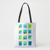 Blauwe vierkanten waterverf abstract tote bag (Voorkant)