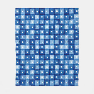 Blauwe vierkanten, Waterverf naadloos mozaïek. Fleece Deken