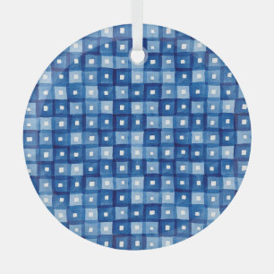 Blauwe vierkanten, Waterverf naadloos mozaïek. Glas Ornament