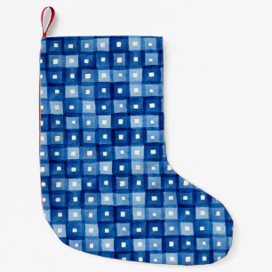 Blauwe vierkanten, Waterverf naadloos mozaïek. Kleine Kerstsok