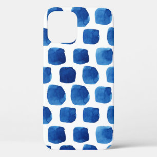 Blauwe vierkanten, waterverf naadloos patroon. Case-Mate iPhone case