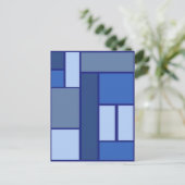 Blauwe vierkantjes in een geometrisch patroon briefkaart (Staand voorkant)