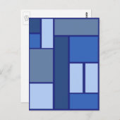 Blauwe vierkantjes in een geometrisch patroon briefkaart (Voorkant / Achterkant)