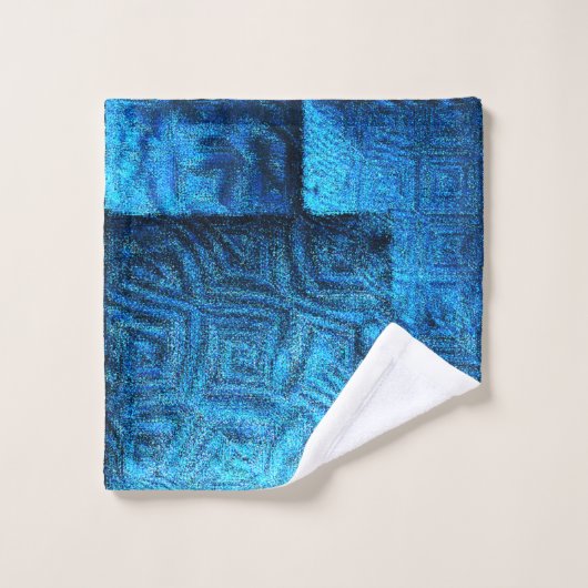 Blauwe vierkantjes met abstract stammodel bad handdoek (Wasdoekje)