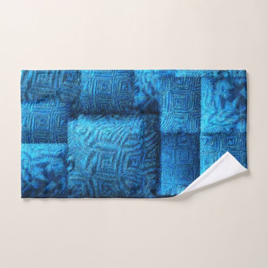 Blauwe vierkantjes met abstract stammodel bad handdoek (Handdoek)