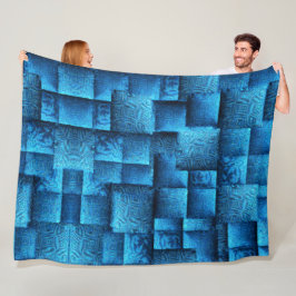 Blauwe vierkantjes met abstract stammodel fleece deken