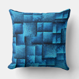 Blauwe vierkantjes met abstract stammodel kussen