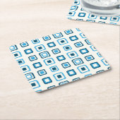 Blauwe vierkantjes op Blauwe vierkantjes - Herbrui Kartonnen Onderzetters (Schuin)