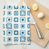 Blauwe vierkantjes op Blauwe vierkantjes op Blauwe Theedoek (Quarter Fold)