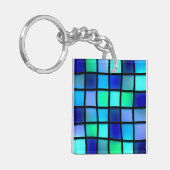 Blauwe vierkantjes sleutelhanger (Voorkant Links)