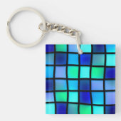 Blauwe vierkantjes sleutelhanger (Voorkant)