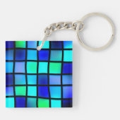Blauwe vierkantjes sleutelhanger (Achterkant)