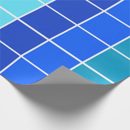 Blauwe vierkantsgradiëntstrips cadeaupapier (Hoek)