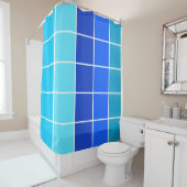Blauwe vierkantsgradiëntstrips douchegordijn (In situ)