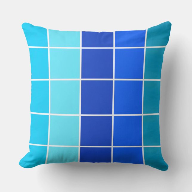 Blauwe vierkantsgradiëntstrips kussen (Voorkant)