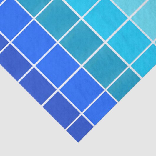 Blauwe vierkantsgradiëntstrips tissuepapier (Detail)