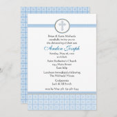 Blauwe vierkantskruisuitnodiging kaart (Voorkant / Achterkant)