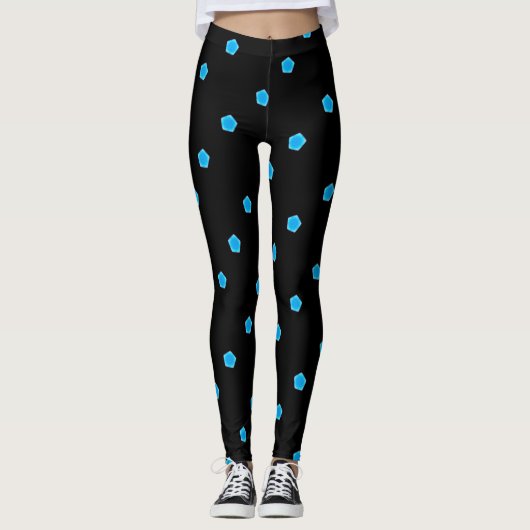 blauwe vijfhoek zwart leggings (Voorkant)