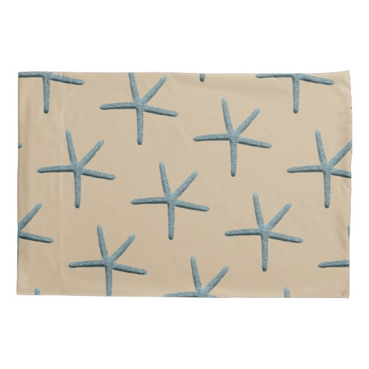 Blauwe Vinger Zeester Op Zand Standaard Kussensloop (Achterkant-Links)