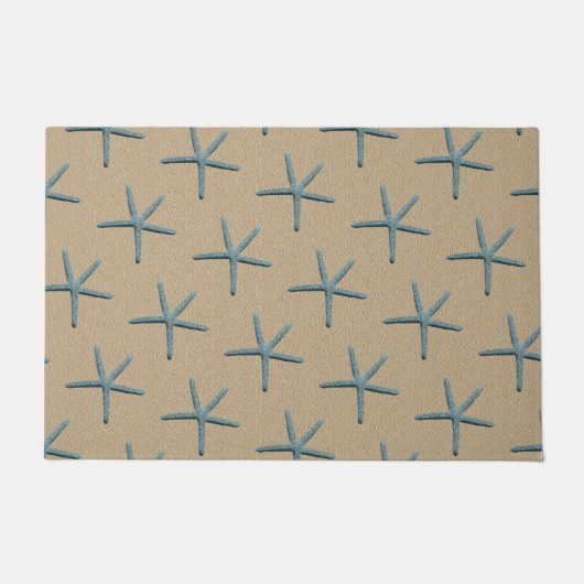 Blauwe Vinger Zeester Op Zandkleurige Achtergrond Deurmat (Voorkant)