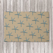 Blauwe Vinger Zeester Op Zandkleurige Achtergrond Deurmat