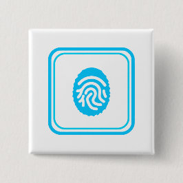 Blauwe Vingerafdruk Biometrische Beveiliging Vierkante Button 5,1 Cm