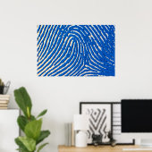 Blauwe vingerafdruk vergroot poster (Thuiskantoor)