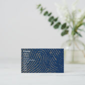 Blauwe vingerafdruk vergroot visitekaartje (Staand voorkant)