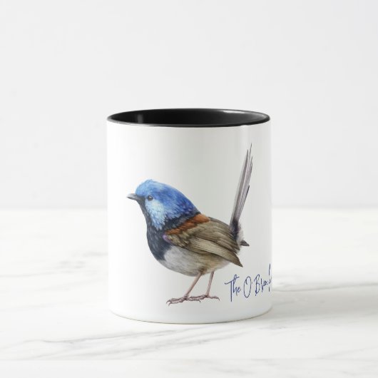 Blauwe Vink Vogel aanpasbaar  Mok (Midden)