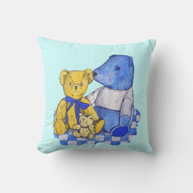 blauwe vinnen met drie oude tedies kussen (Voorkant)