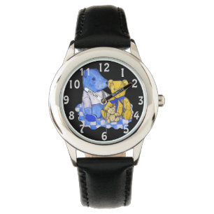 blauwe vinnen picknick cloth met drie studies horloge