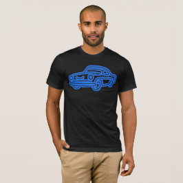 Blauwe Vintage Auto Illustratie T-shirt