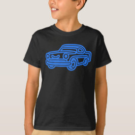 Blauwe Vintage Auto Illustratie T-shirt
