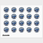 Blauwe Vintage Auto Ronde Sticker (Vel)
