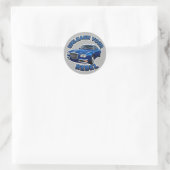 Blauwe Vintage Auto Ronde Sticker (Tas)