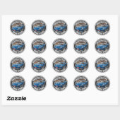 Blauwe Vintage Auto Ronde Sticker (Vel)