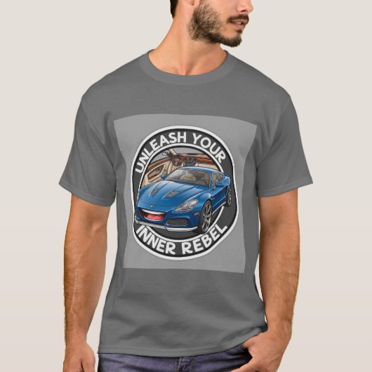 Blauwe Vintage Auto T-shirt (Voorkant)