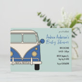 Blauwe vintage baby shower kaart (Staand voorkant)