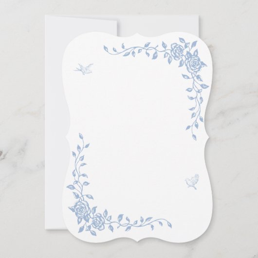 Blauwe Vintage Bloemen Bruids Douche Uitnodiging (Achterkant)