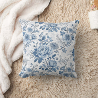 blauwe vintage bloemen kussen