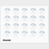 Blauwe Vintage Bloemige Bruiloft Ronde Sticker (Vel)