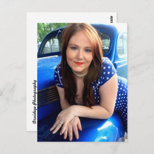 Blauwe Vintage Briefkaart (Voorkant / Achterkant)