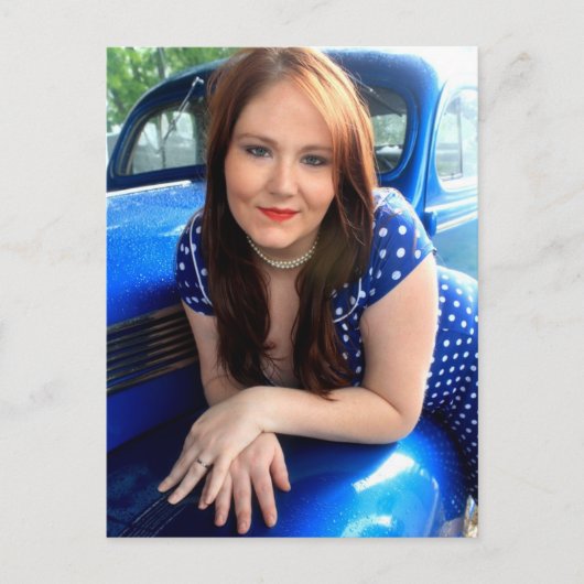 Blauwe Vintage Briefkaart (Voorkant)