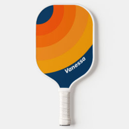 Blauwe Vintage Cirkel Streep met Naam Pickleball Paddle