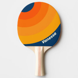 Blauwe Vintage Cirkel Streep met Naam Tafeltennisbatje