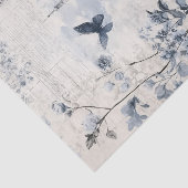 Blauwe Vintage Collage met Rozen en Architectuur Tissuepapier (Detail)