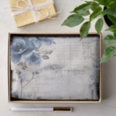 Blauwe Vintage Collage met Rozen en Architectuur Tissuepapier (Geschenk)