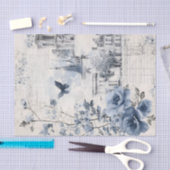 Blauwe Vintage Collage met Rozen en Architectuur Tissuepapier (Craft)